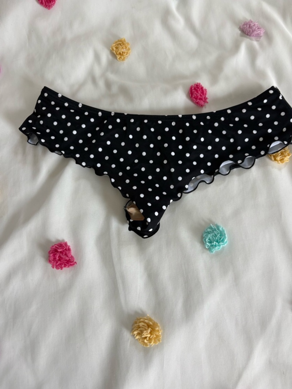 Victorias Secret Black Polka Dot Extra Cheeky Bikini Bottoms